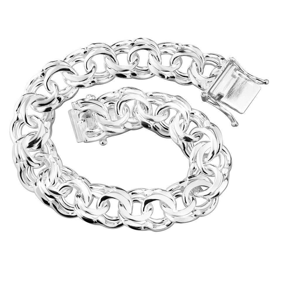 Armband i &auml;kta silver