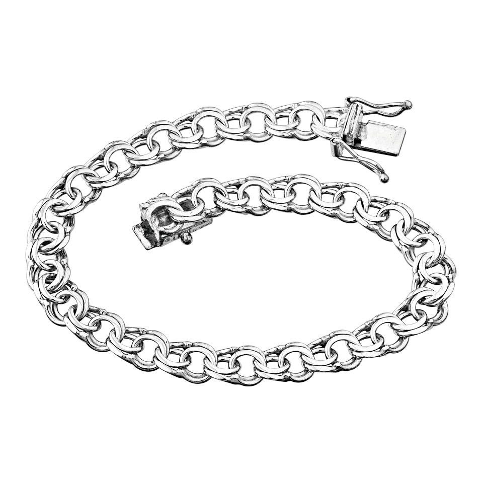 Armband i &auml;kta silver