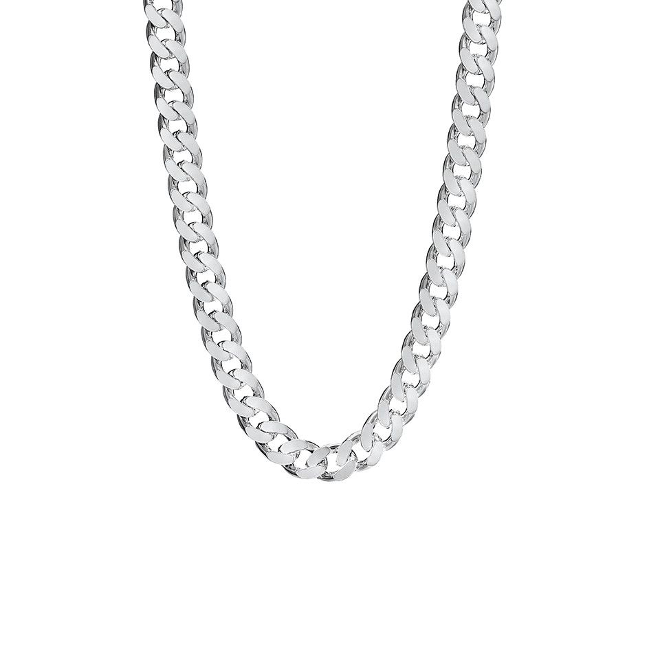 Halsl&auml;nk i &auml;kta silver 50 cm