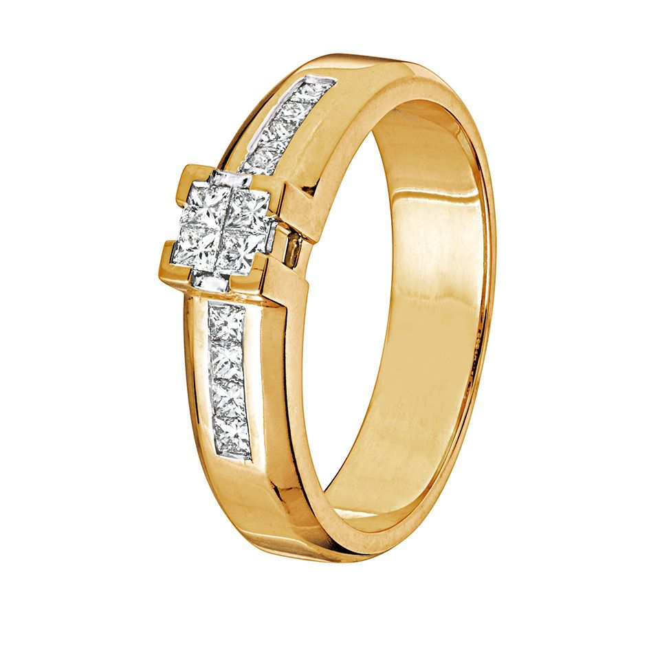 Diamantring i 18K guld, 14.5
