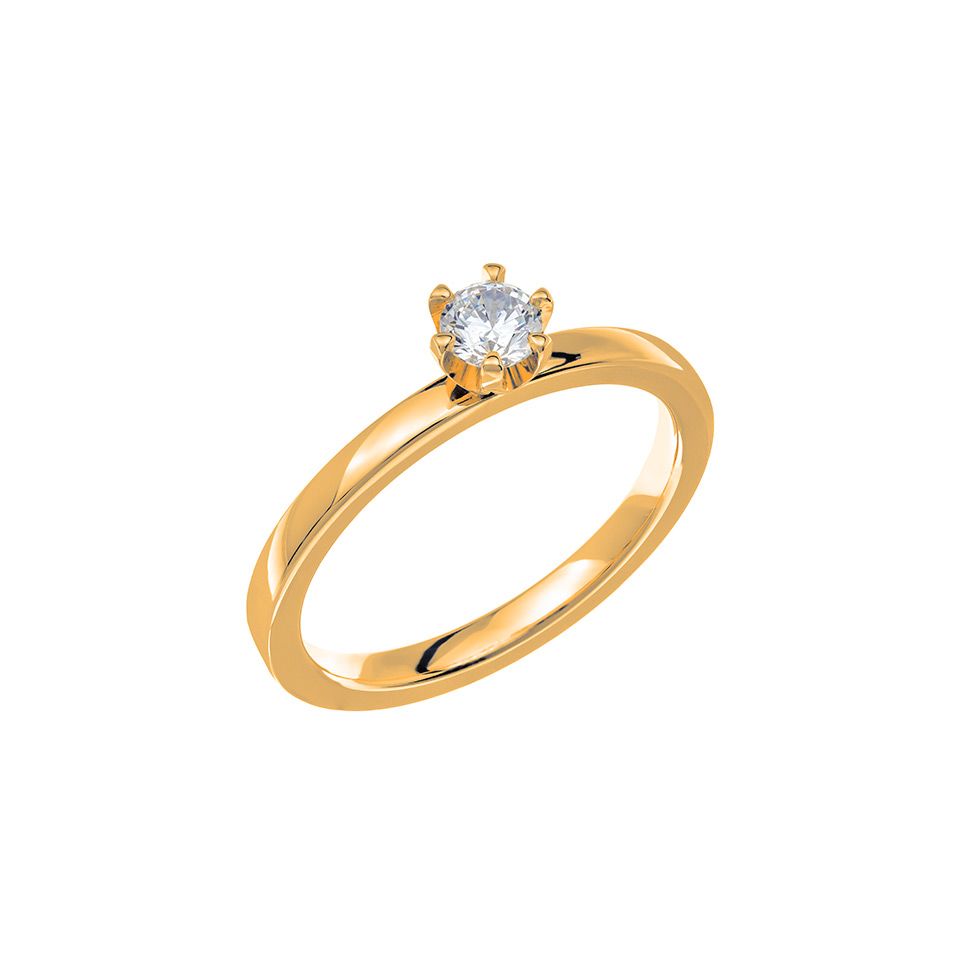 Diamantring i 18K guld, 57