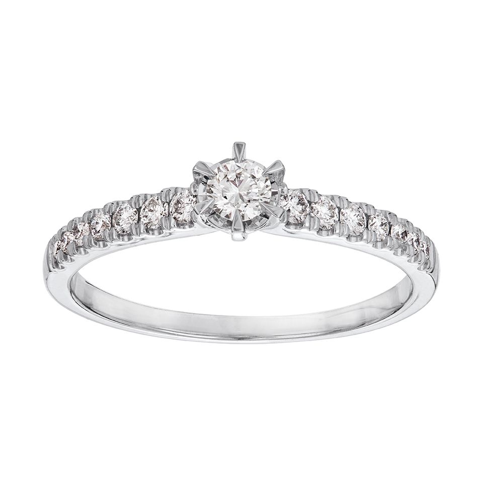 Diamantring i 18K guld, 15.5