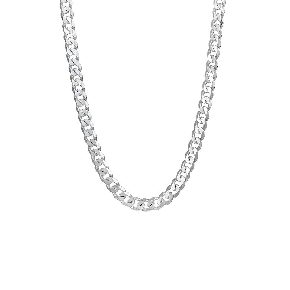 Halsband i &auml;kta silver 55cm