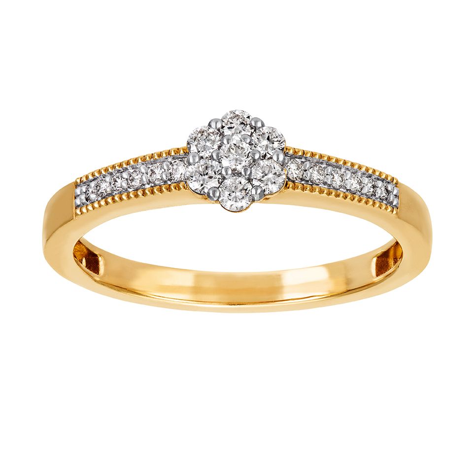 Diamantring i 18K guld, 15.5 - Guldfynd