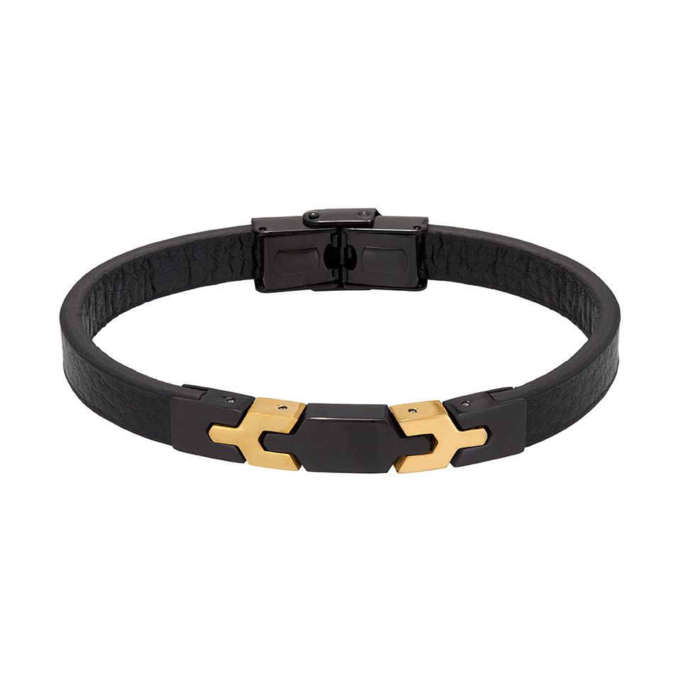 Armband i stål och läder