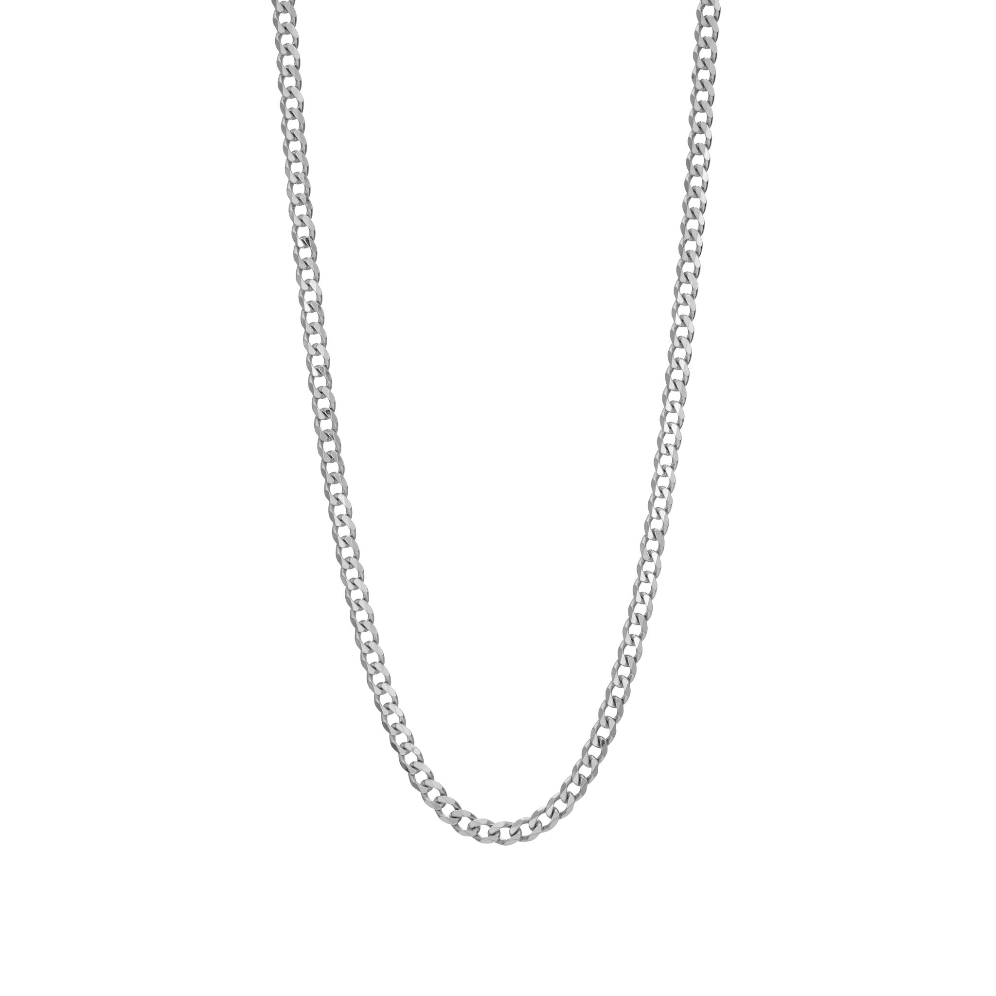 Halsband i &auml;kta silver 55cm