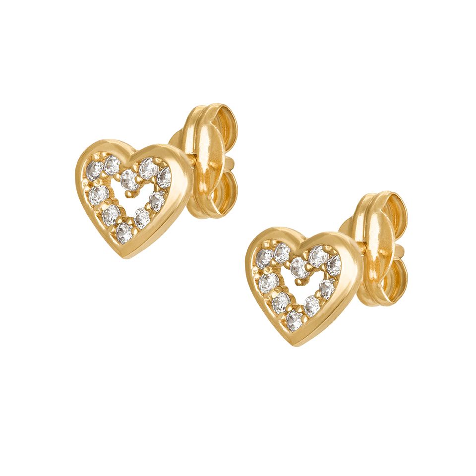 Glittriga örhängen i 18K guld med hjärtan