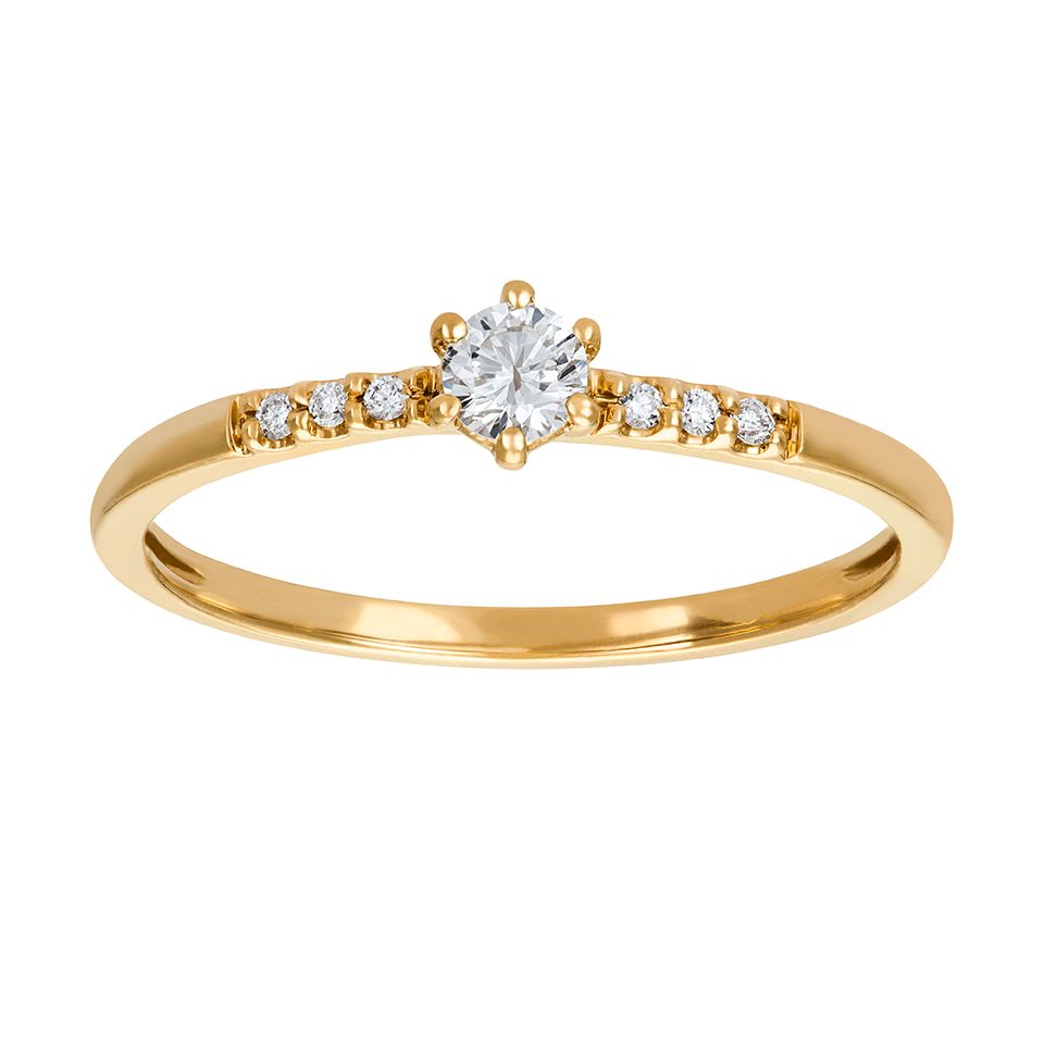 Diamantring i 18K guld, 17.5