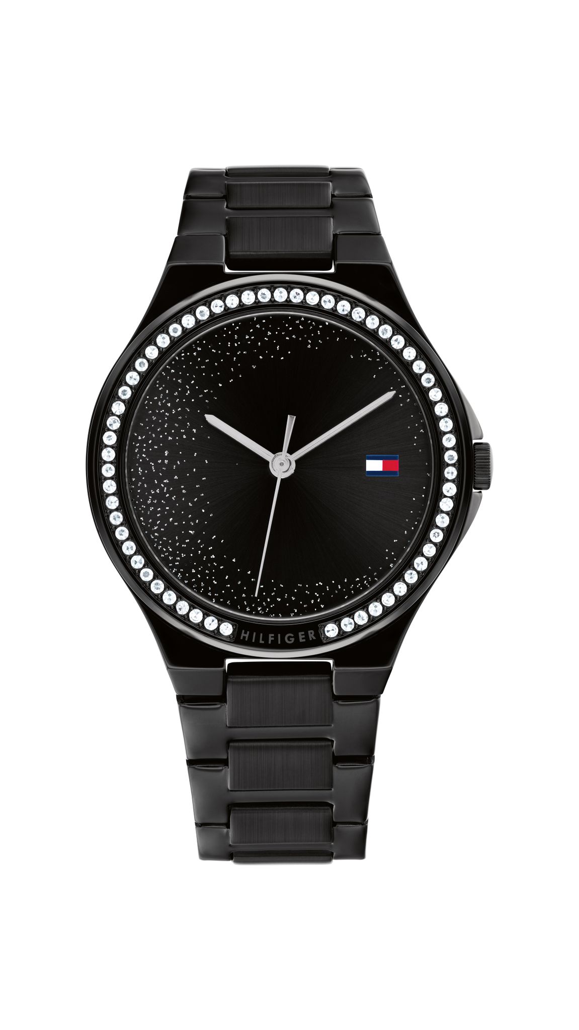 St&aring;lklocka med kristaller och l&auml;nk