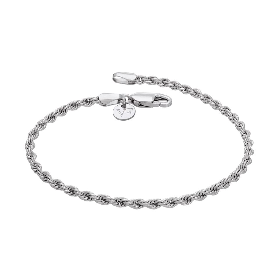 Cordellarmband i äkta silver 18cm - Guldfynd