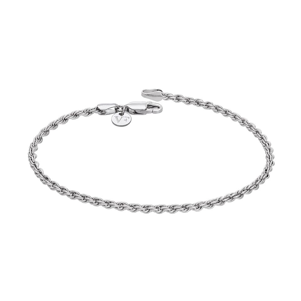 Cordellarmband i äkta silver 20,5cm - Guldfynd