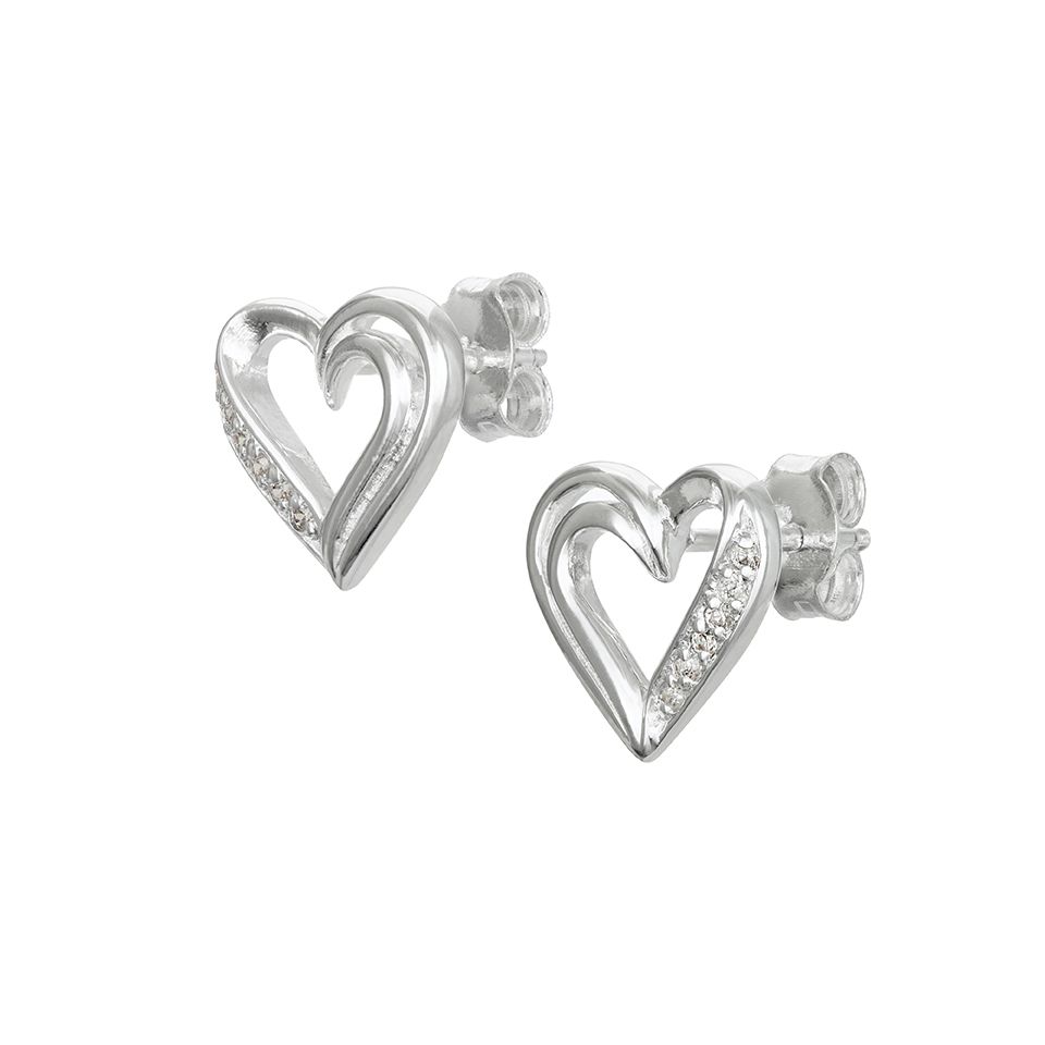 &Ouml;rh&auml;ngen i &auml;kta silver hj&auml;rta med kubisk zirkonia