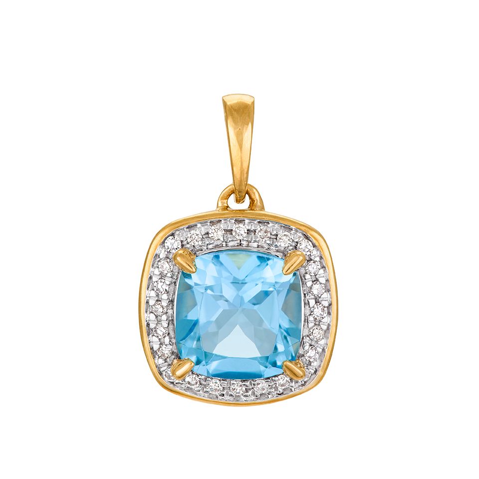 Diamanthänge i 18K guld med blå topas