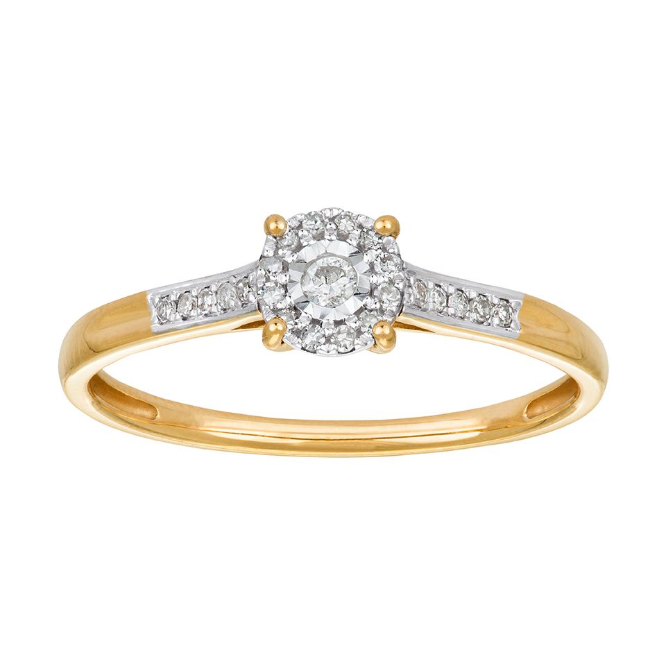 Diamantring i 18K guld med sidostenar., 18.0