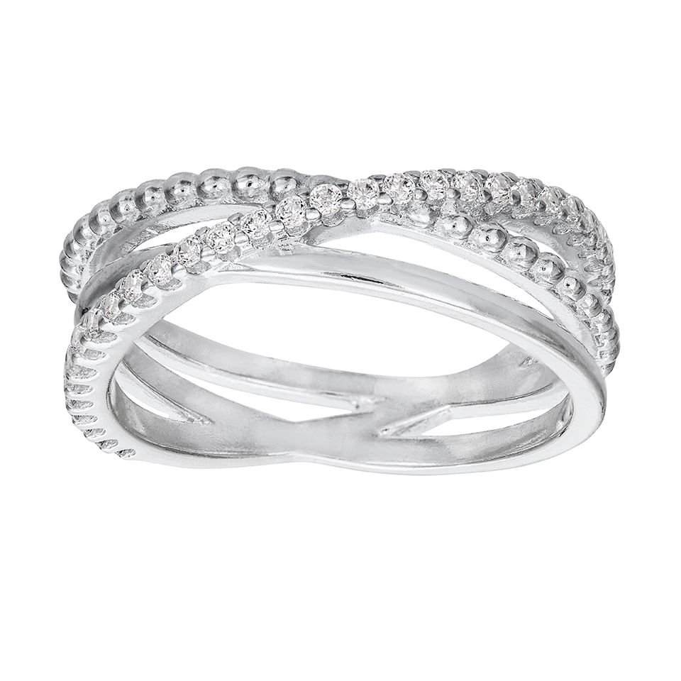 Ring i äkta silver omlott med kubisk zirkonia, 16.0 - Guldfynd