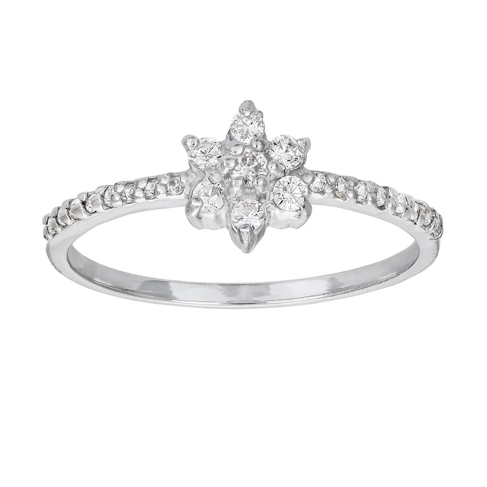 Ring i &auml;kta silver med blomma, 16.0