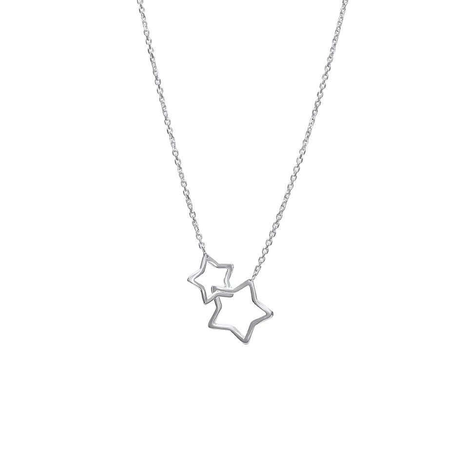 Halsband i äkta silver med stjärnor - Guldfynd