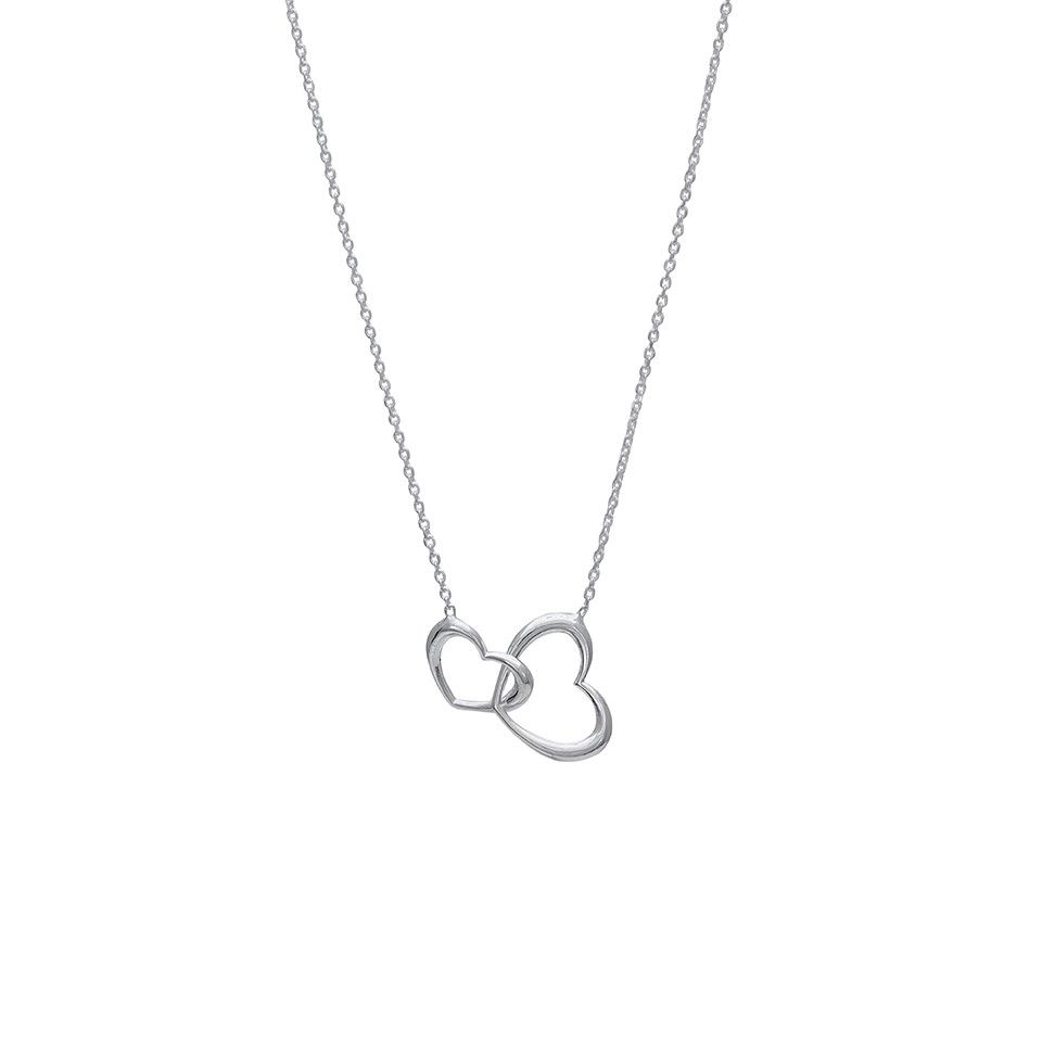 Halsband i &auml;kta silver med hj&auml;rtan