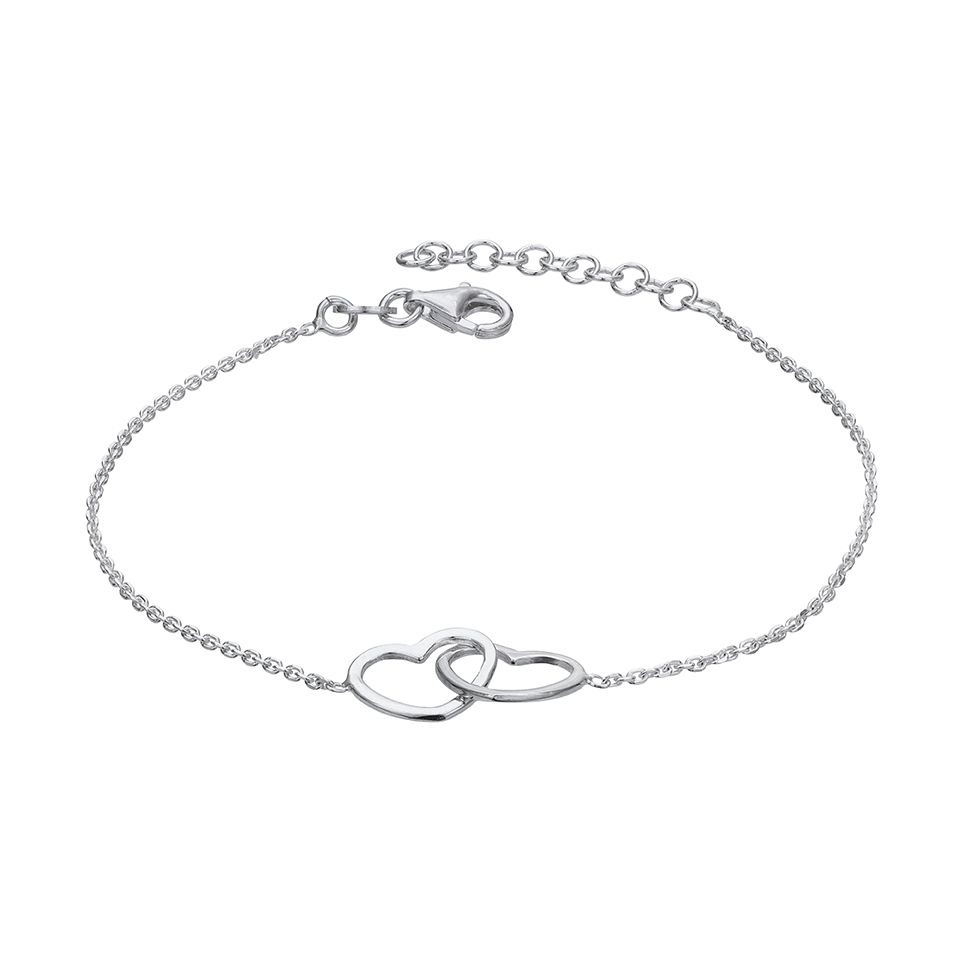 Armband i &auml;kta silver med hj&auml;rtan