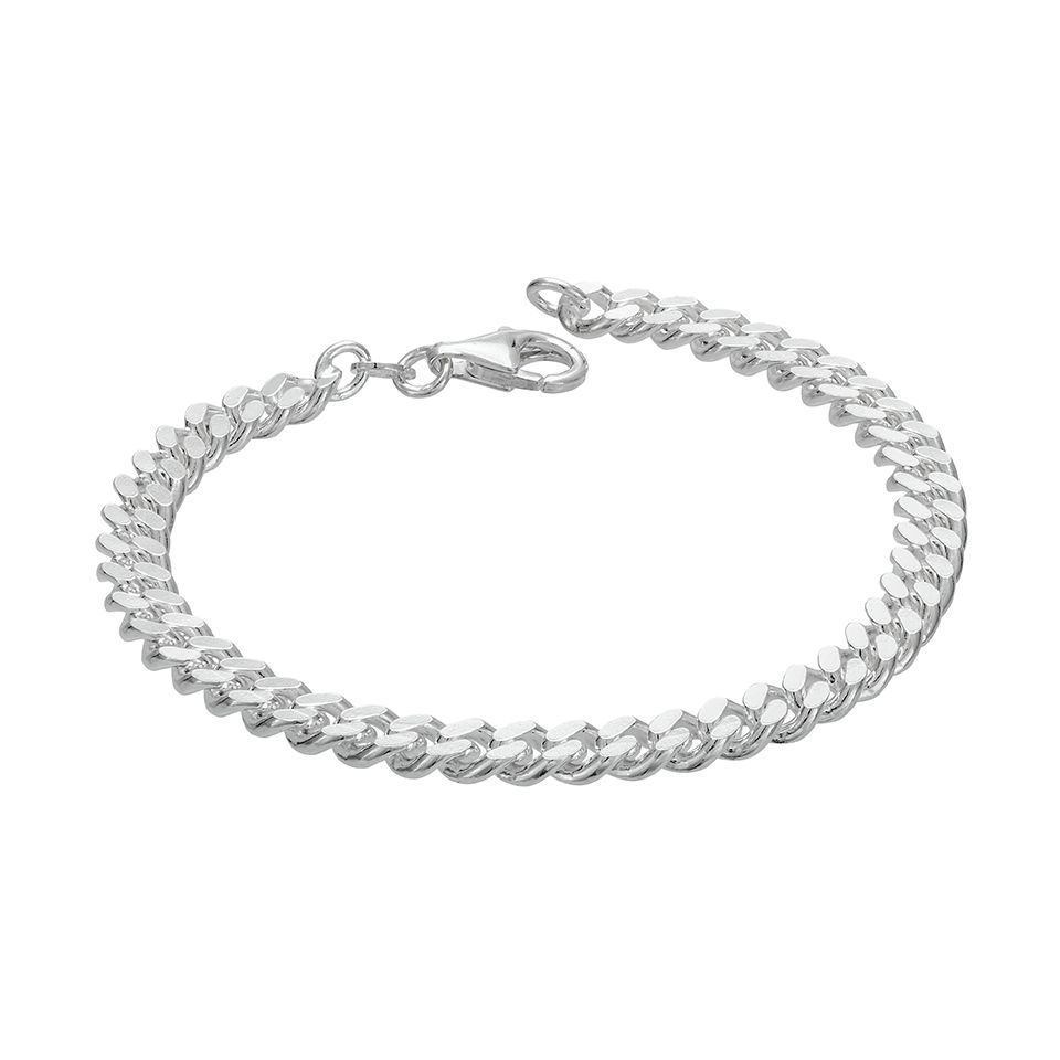 Pansararmband i &auml;kta silver