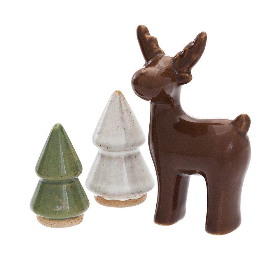 Julprydnad ren och träd 3-pack