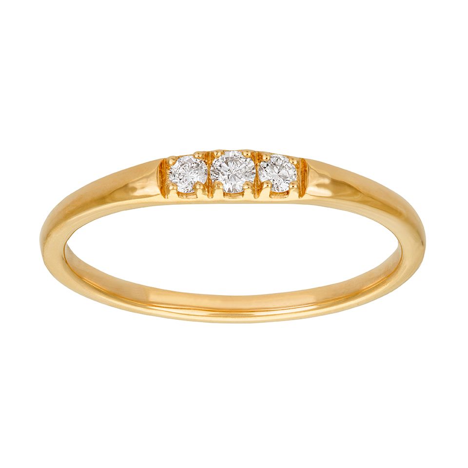 Diamantring i 18K guld - trestensring, 18.0