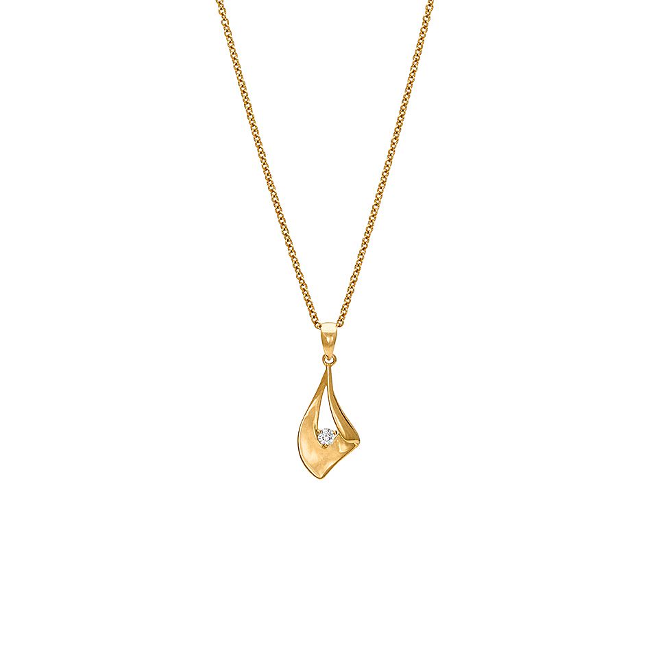 Halsband i &auml;kta silver med ett vikt blad