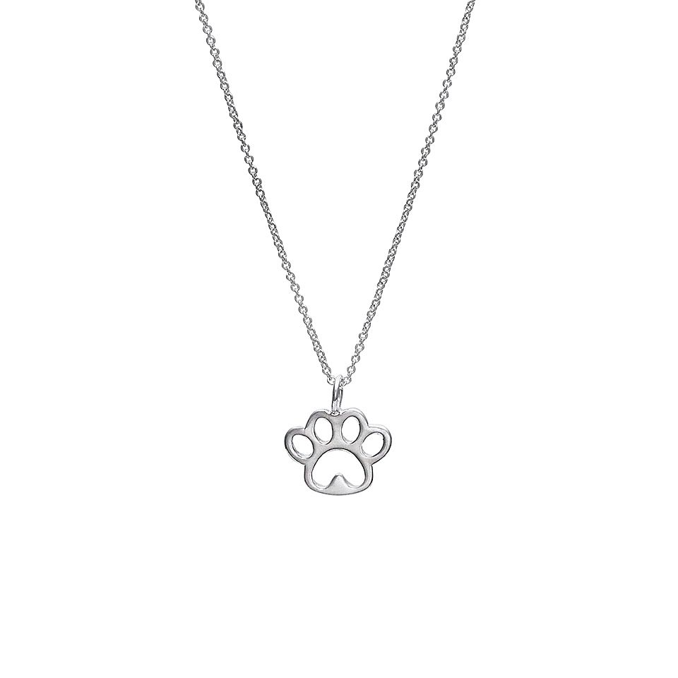 Halsband i &auml;kta silver med hundtass
