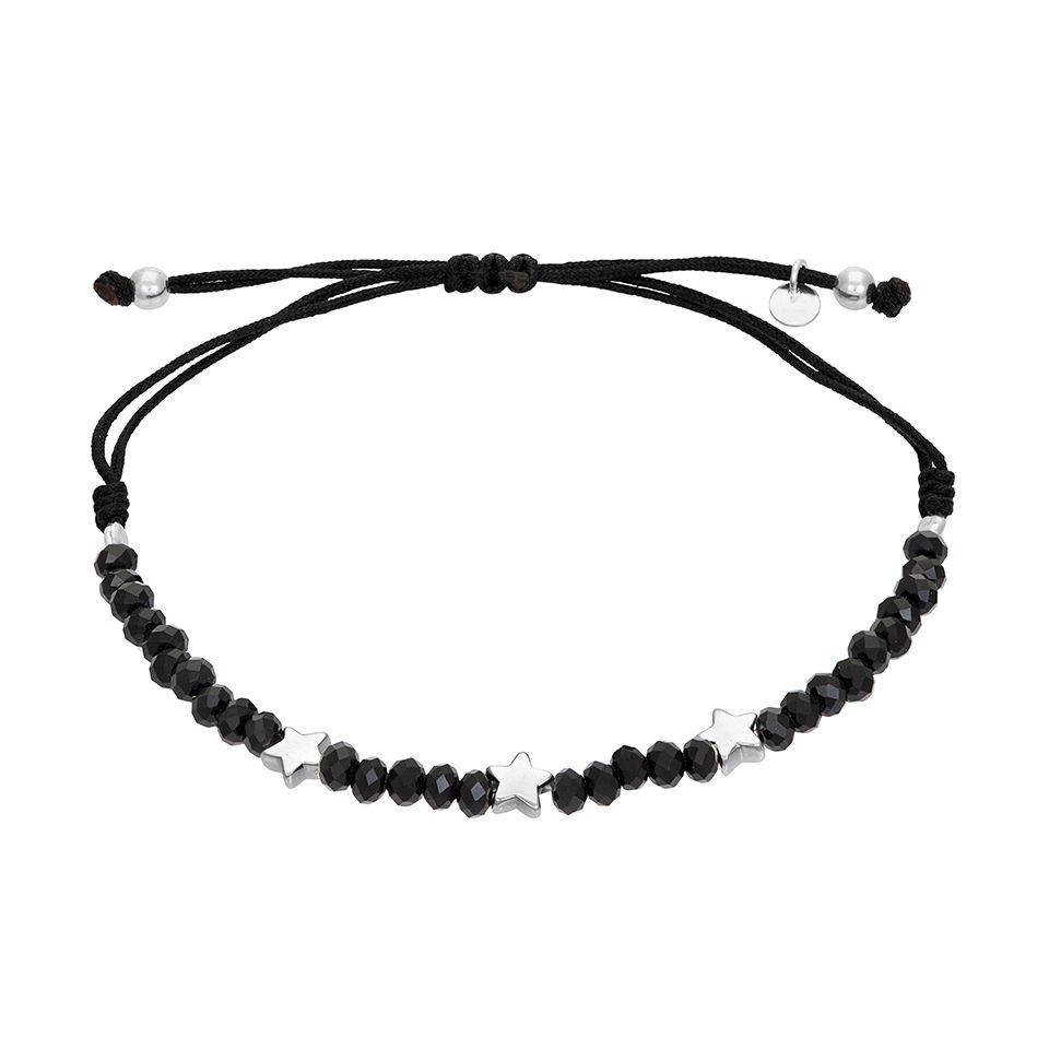 Armband i &auml;kta silver med justerbar tr&aring;d