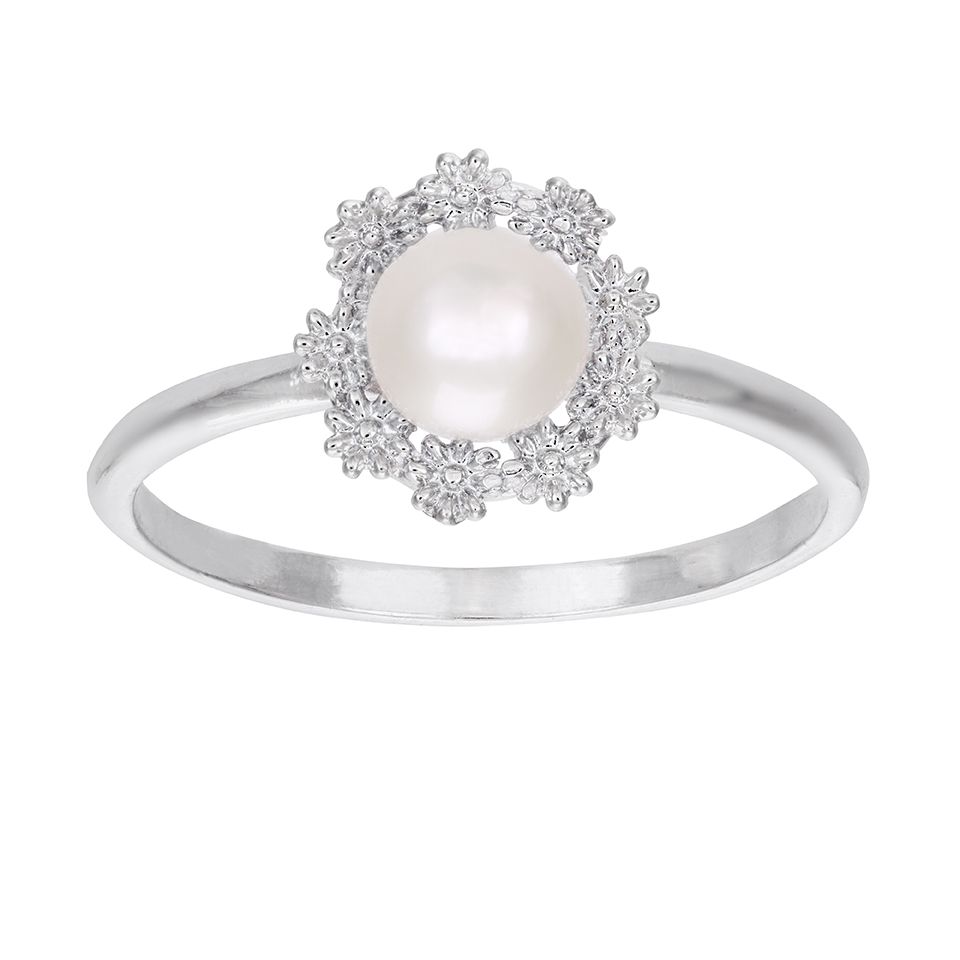 Ring i äkta silver med sötvattenspärla, 18.0