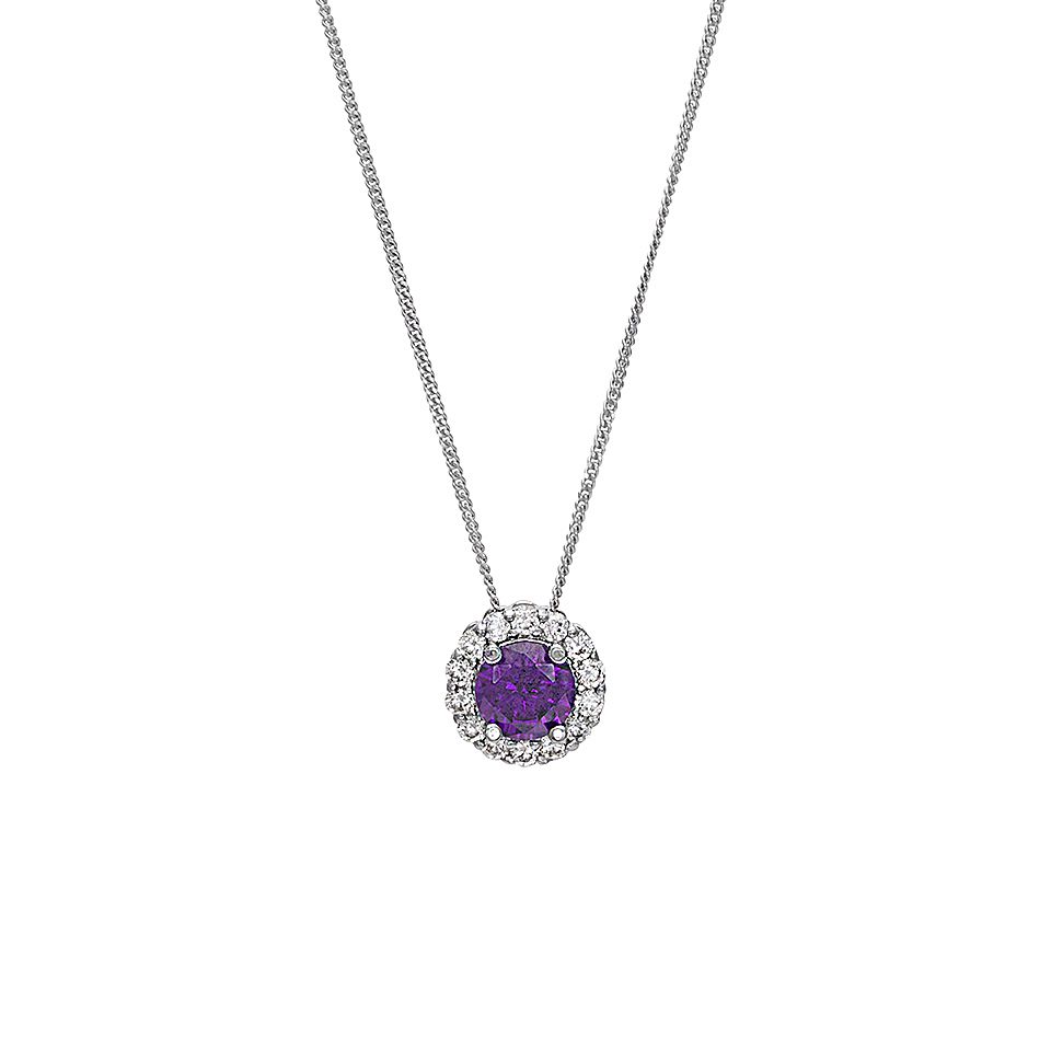 Halsband i äkta silver lila