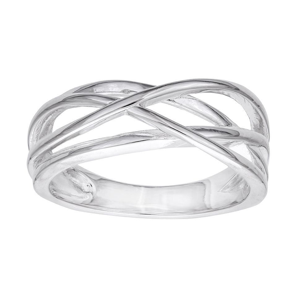 Slät ring i äkta silver med mönster, 16.0