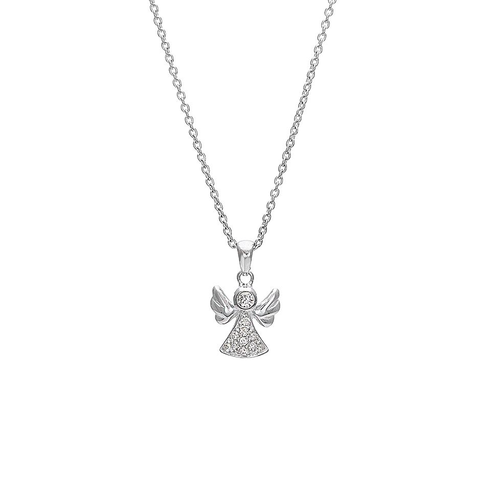 Halsband i äkta silver ängel med kubisk zirkonia - Guldfynd
