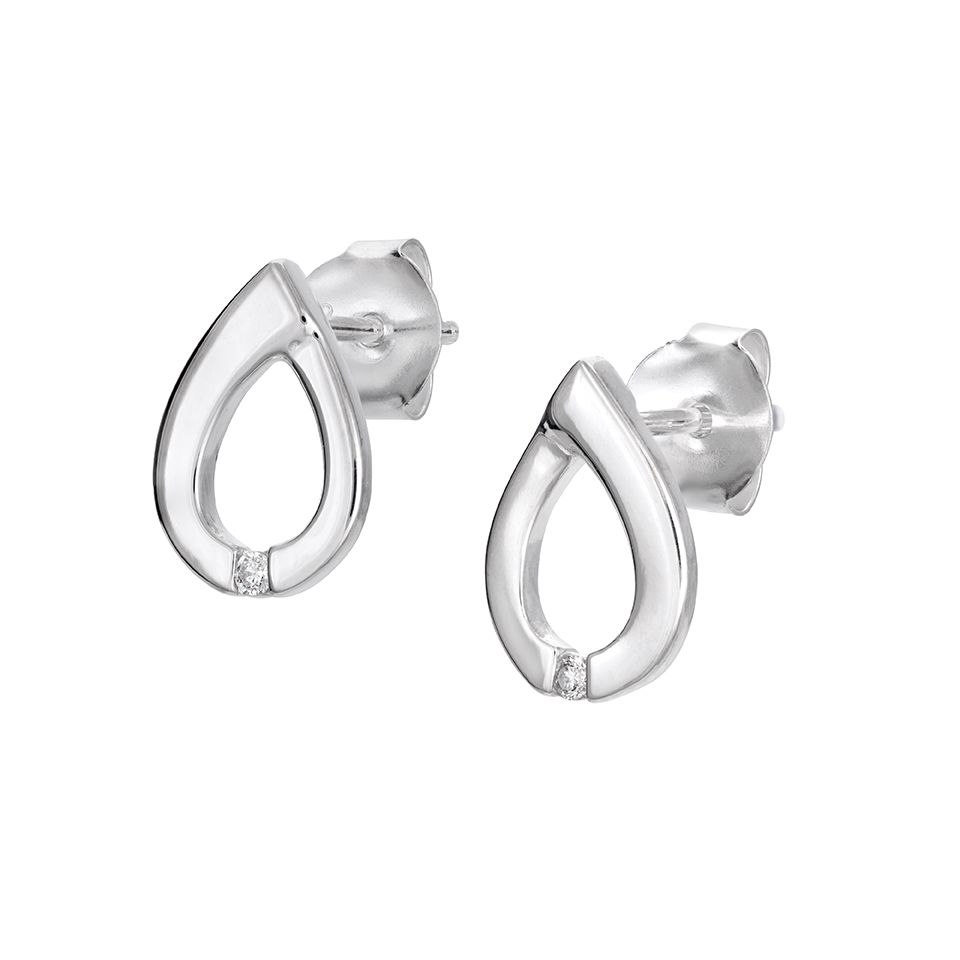 Örhängen i äkta silver med diamant - Guldfynd