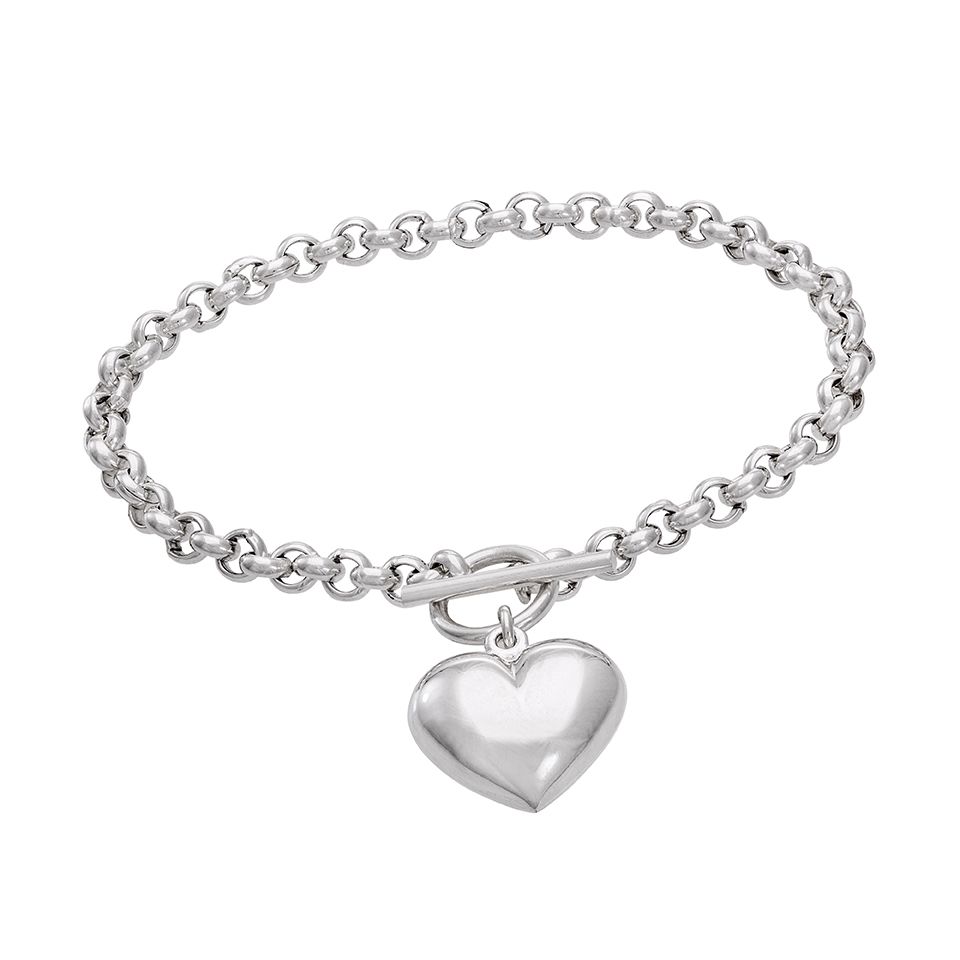 Armband med stort hjärta & T-lås - Guldfynd