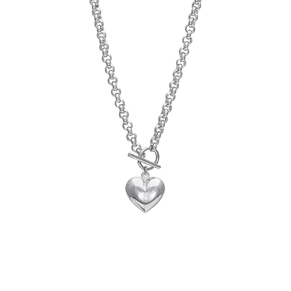 Halsband med stort hj&auml;rta & T-l&aring;s