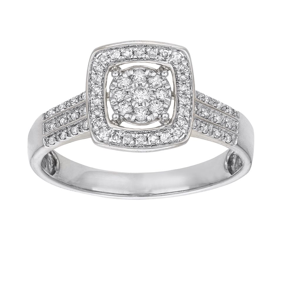 Diamantring i 18K guld – Halo, 19.5