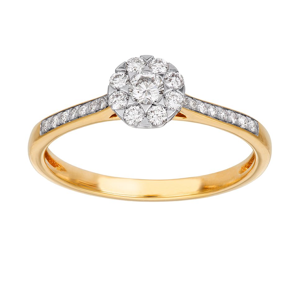 Diamantring i 18K guld - Blomma, 17.0