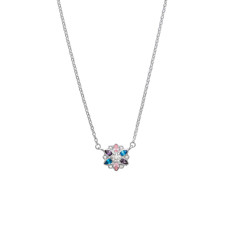 Halsband i äkta silver blomma