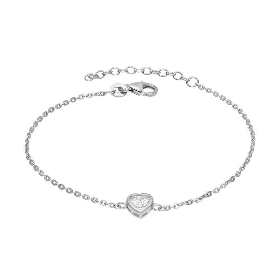 Armband i äkta silver hjärta