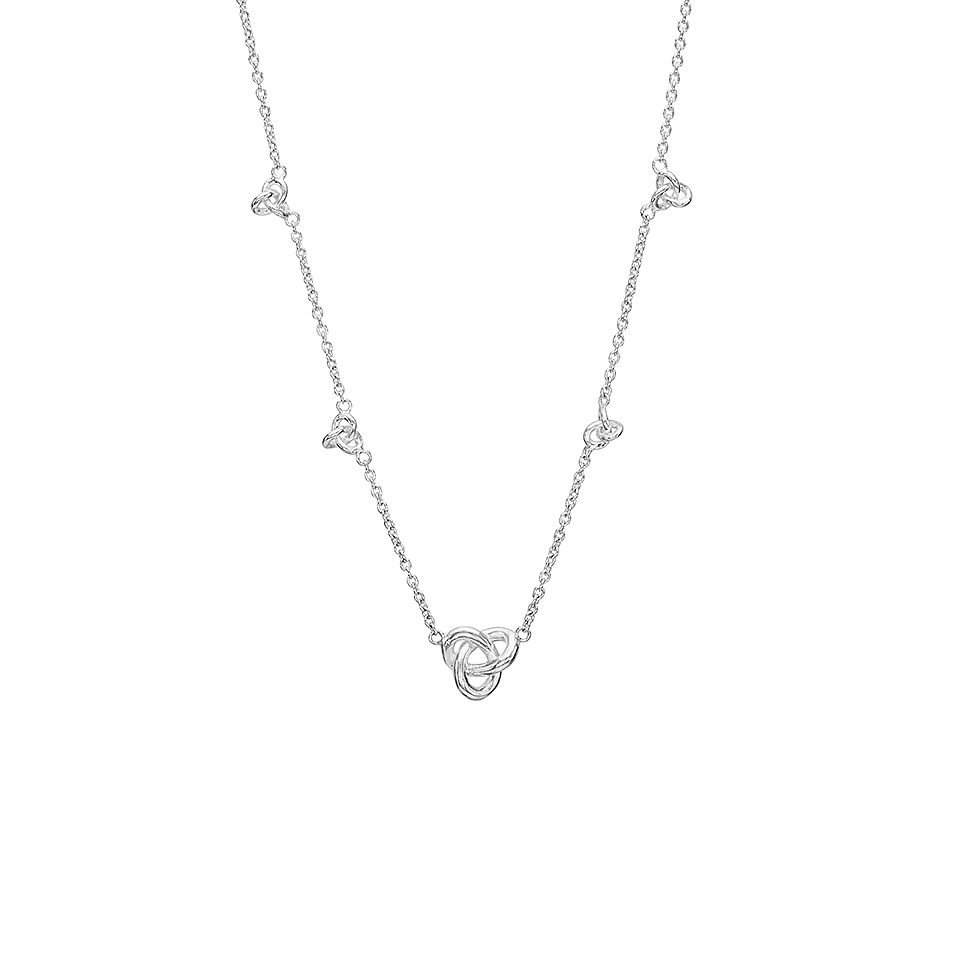 Halsband i &auml;kta silver med knutar