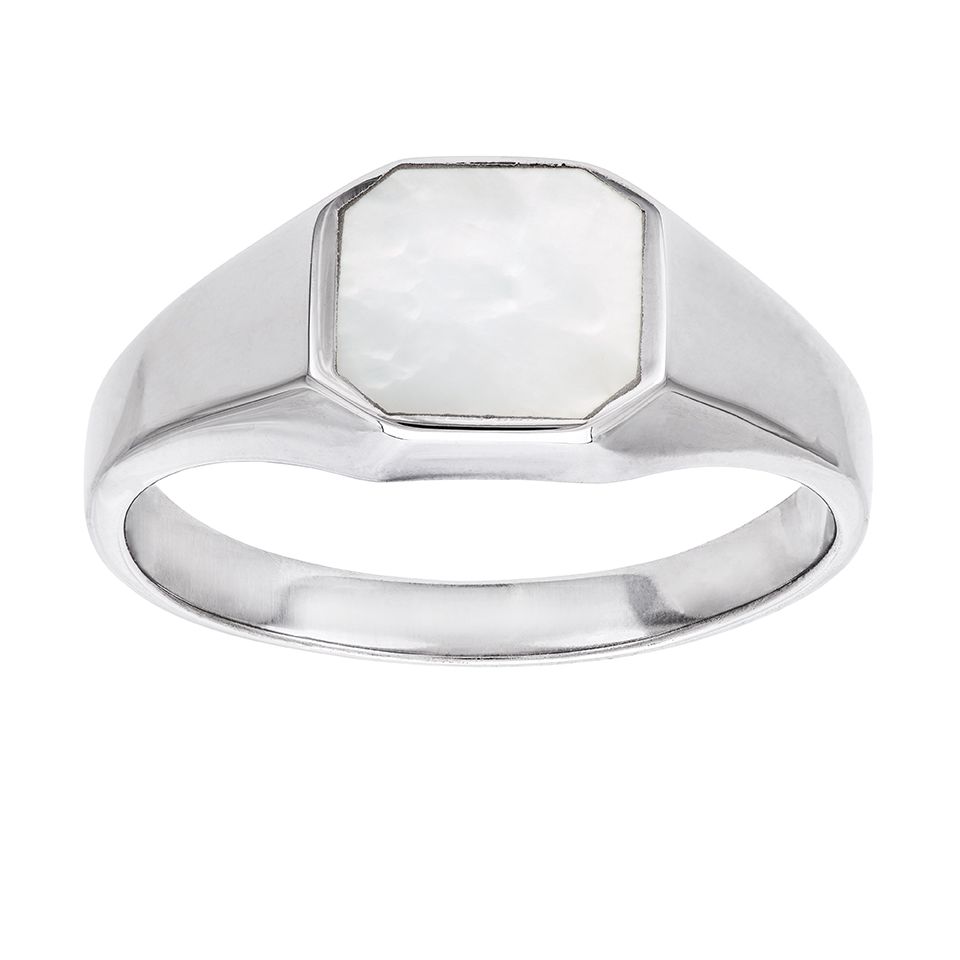 Klackring i äkta silver med pärlemor, 19.0