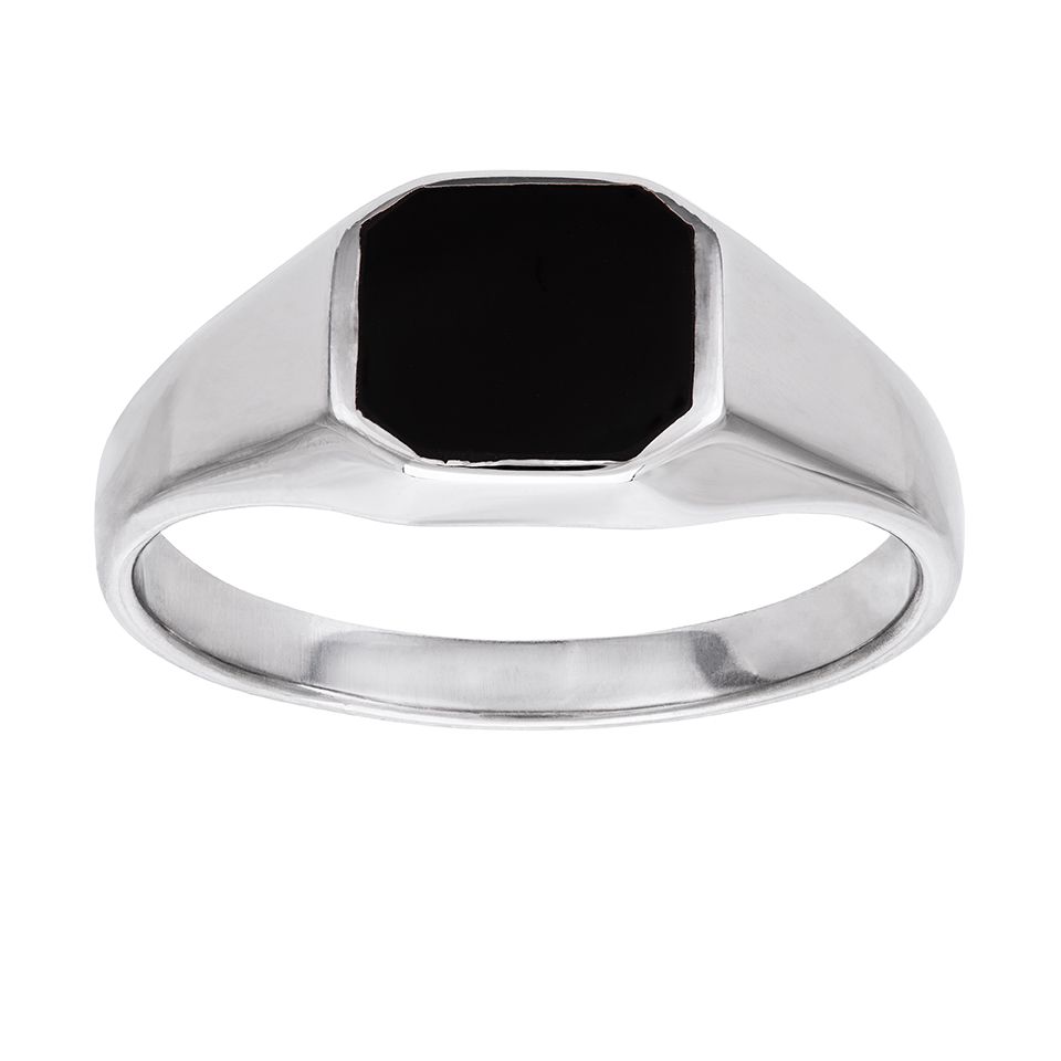 Klackring i äkta silver med onyx, 21.0