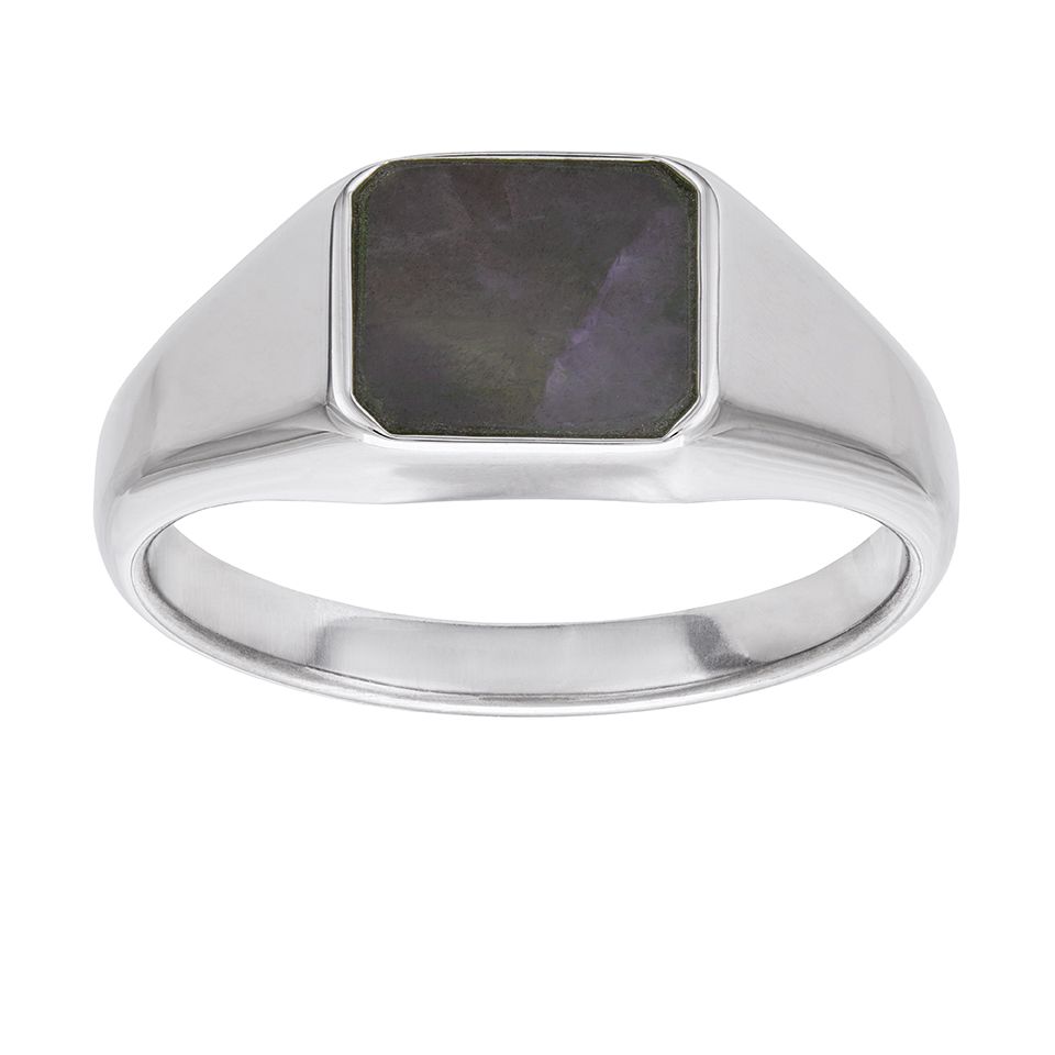 Klackring i äkta silver med labradorit, 21.0