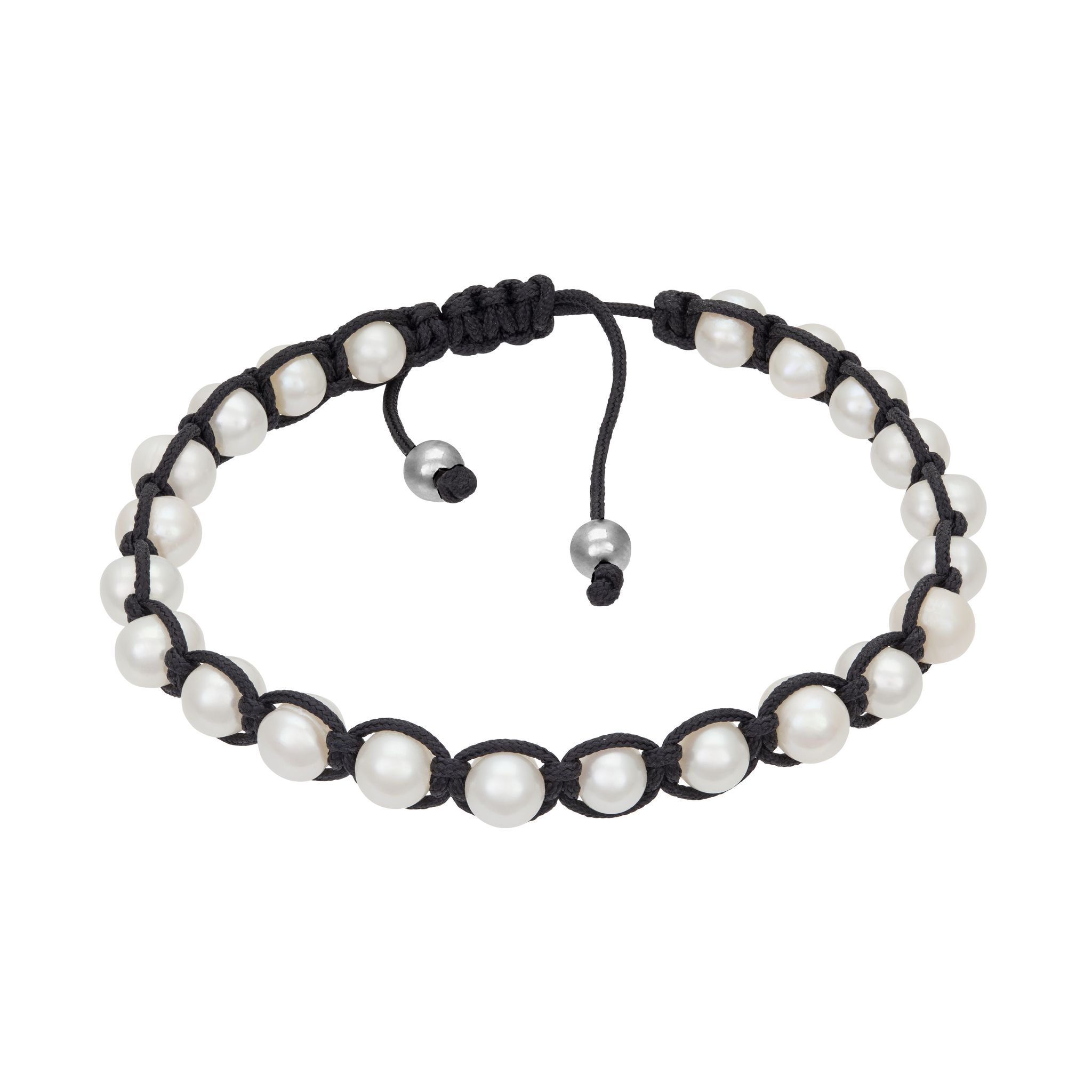 Flätat armband med sötvattenspärlor