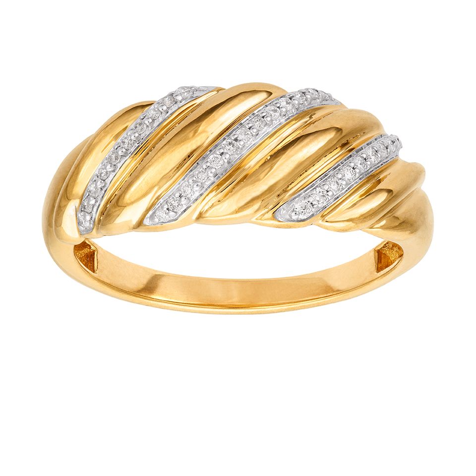 Diamantring i 18K guld - Croissant, 18.5