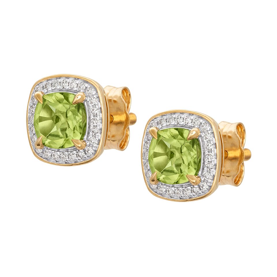 Diamantörhängen i 18K guld med peridot