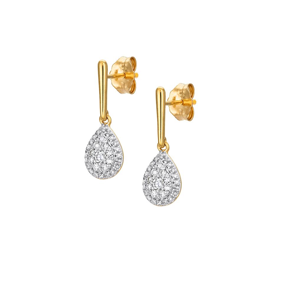 Diamantörhängen i 18K guld - Droppe
