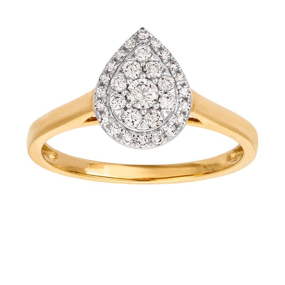 Diamantring i 18K guld - Droppe, 16.0