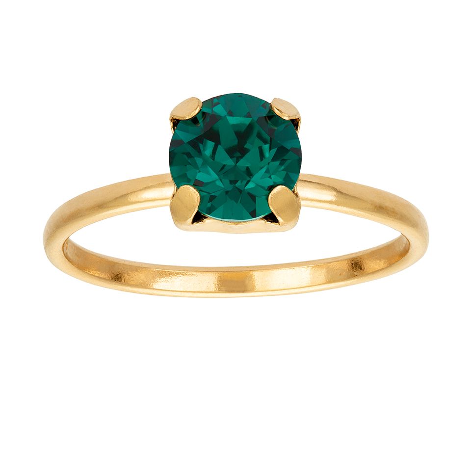 Ring i &auml;kta silver med kristall, 16.0